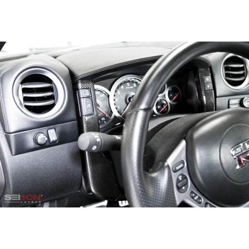 Seibon Carbon Fiber Center Gauge Bezel Set For 2009-2016 Nissan GT-R - 4 pcs