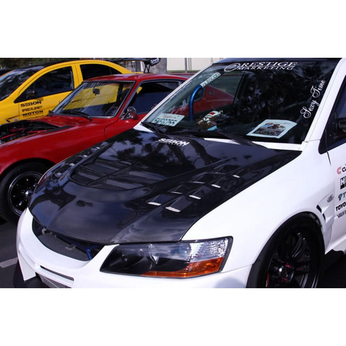 Seibon CWII-Style Carbon Fiber Hood For 2003-2007 Mitsubishi Lancer Evo