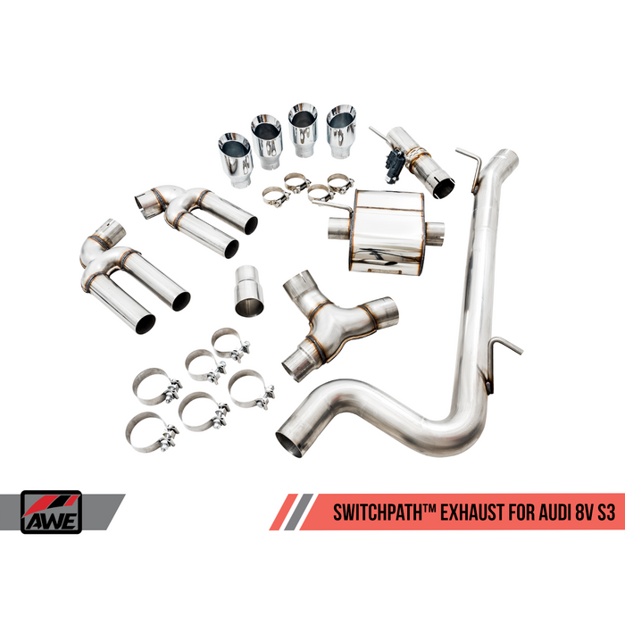 AWE Tuning Audi 8V S3 Track Edition Exhaust w/Chrome Silver Tips 102mm