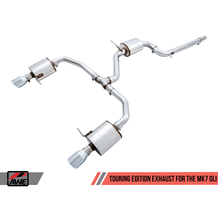AWE Tuning 18-21 Volkswagen Jetta GLI Mk7 Track Exhaust - Chrome Silver Tips (Fits High-Flow DP)