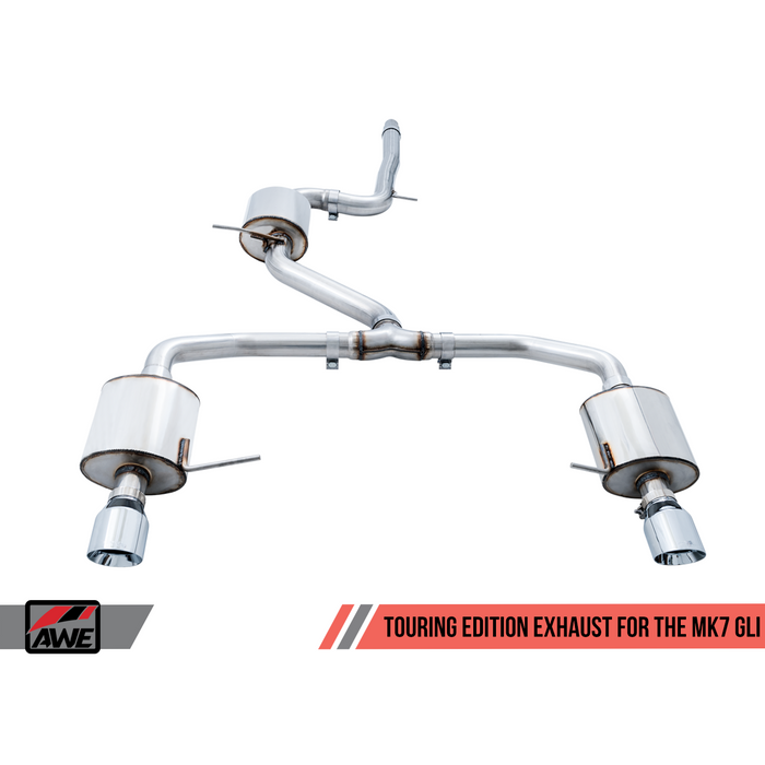 AWE Tuning 18-21 Volkswagen Jetta GLI Mk7 Track Exhaust - Chrome Silver Tips (Fits High-Flow DP)
