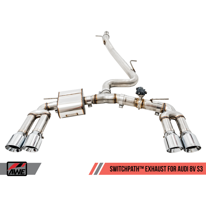AWE Tuning Audi 8V S3 Track Edition Exhaust w/Chrome Silver Tips 102mm