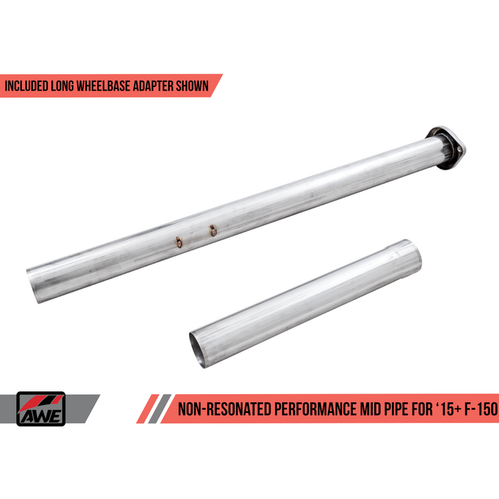 AWE Tuning 2015+ Ford F-150 0FG Dual Exit Performance Exhaust System w/5in Diamond Black Tips