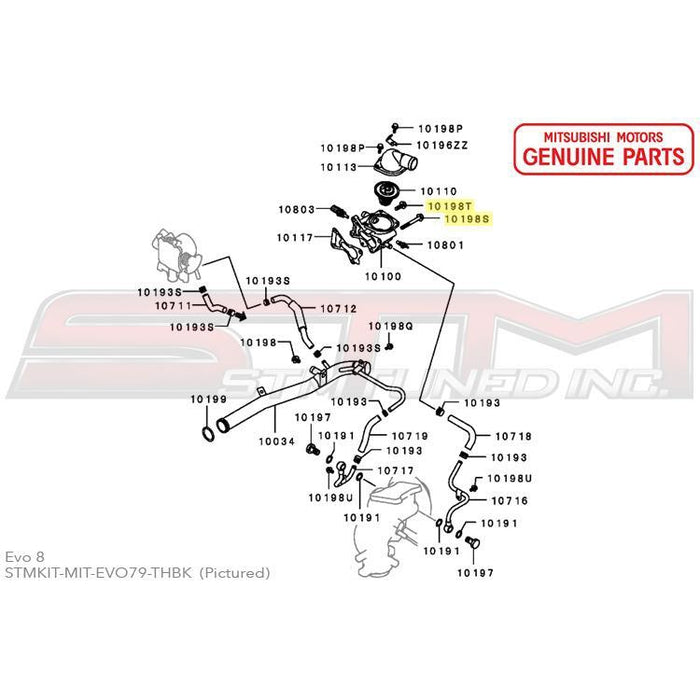 STM Tuned OEM Thermostat Housing Bolt Kit for Evo 7/8/9