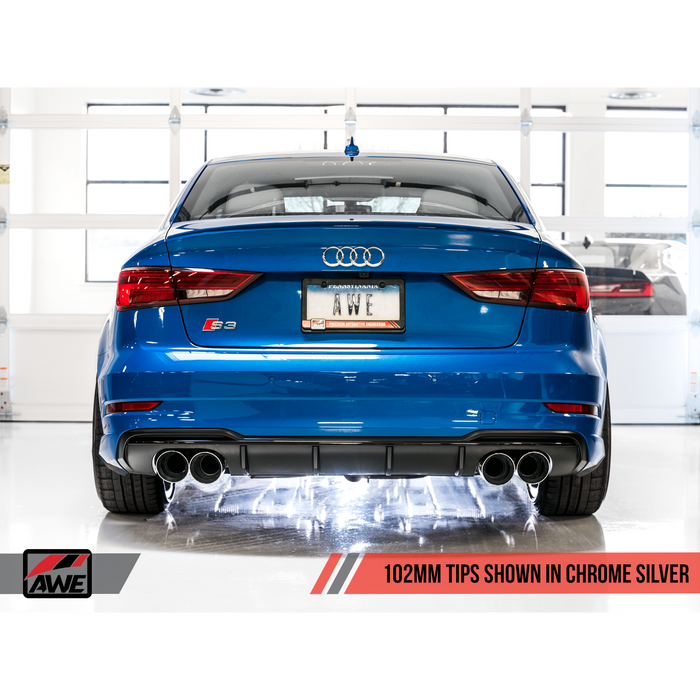 AWE Tuning Audi 8V S3 Track Edition Exhaust w/Chrome Silver Tips 102mm