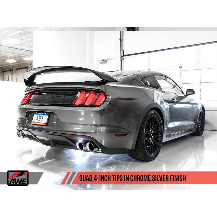 AWE Tuning S550 Mustang GT Axle-back Exhaust - Track Edition (Chrome Silver Tips)