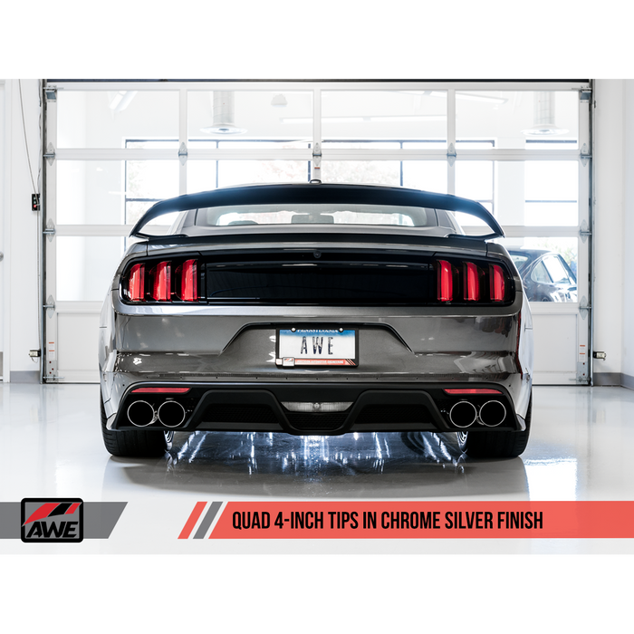 AWE Tuning S550 Mustang GT Cat-back Exhaust - Track Edition (Chrome Silver Tips)