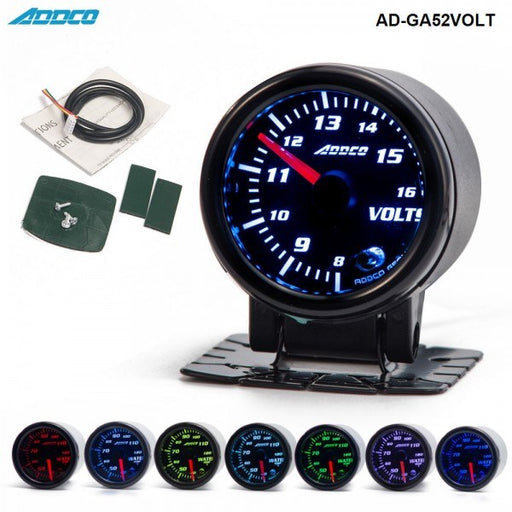 ADDCO - 52mmLED 7 Colours Universal Voltmeter Gauge With Holder