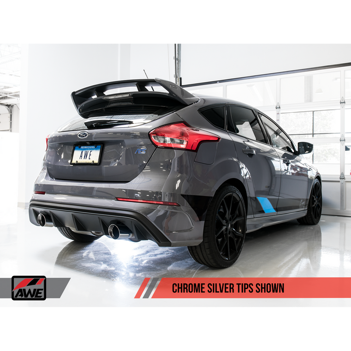 AWE Tuning Ford Focus RS Touring Edition Cat-back Exhaust- Non-Resonated - Chrome Silver Tips