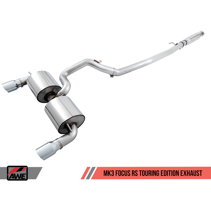 AWE Tuning Ford Focus RS Touring Edition Cat-back Exhaust- Non-Resonated - Chrome Silver Tips