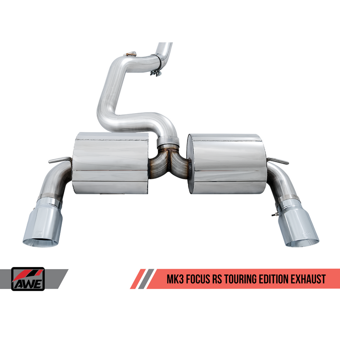 AWE Tuning Ford Focus RS Touring Edition Cat-back Exhaust- Non-Resonated - Chrome Silver Tips
