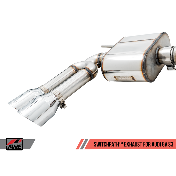 AWE Tuning Audi 8V S3 Track Edition Exhaust w/Chrome Silver Tips 102mm