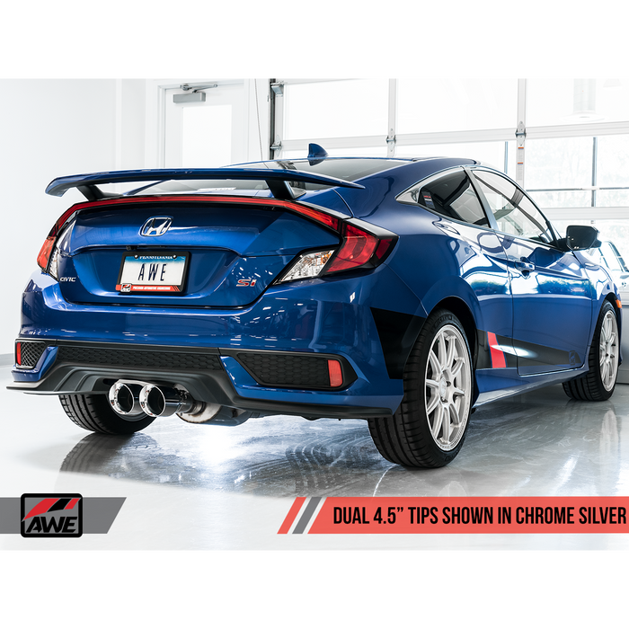 AWE Tuning 2016+ Honda Civic Si Touring Edition Exhaust w/Front Pipe & Triple Chrome Silver Tips