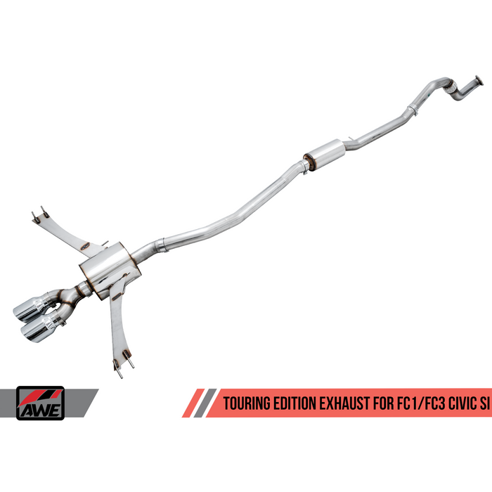 AWE Tuning 17-20 Honda Civic Si 1.5L Turbo Triple Tip Conversion Kit - Chrome Silver Tip