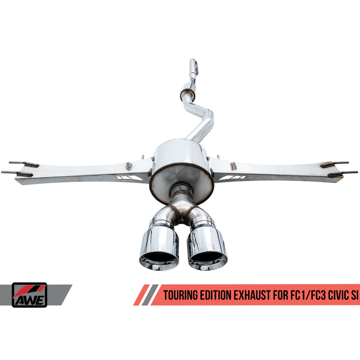 AWE Tuning 2016+ Honda Civic Si Touring Edition Exhaust w/Front Pipe & Triple Chrome Silver Tips