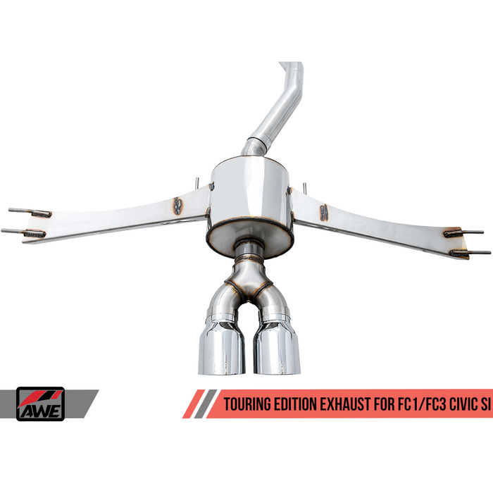 AWE Tuning 2016+ Honda Civic Si Touring Edition Exhaust w/Front Pipe & Triple Chrome Silver Tips