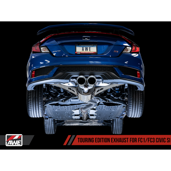 AWE Tuning 2016+ Honda Civic Si Track Edition Exhaust w/Front Pipe & Triple Chrome Silver Tips