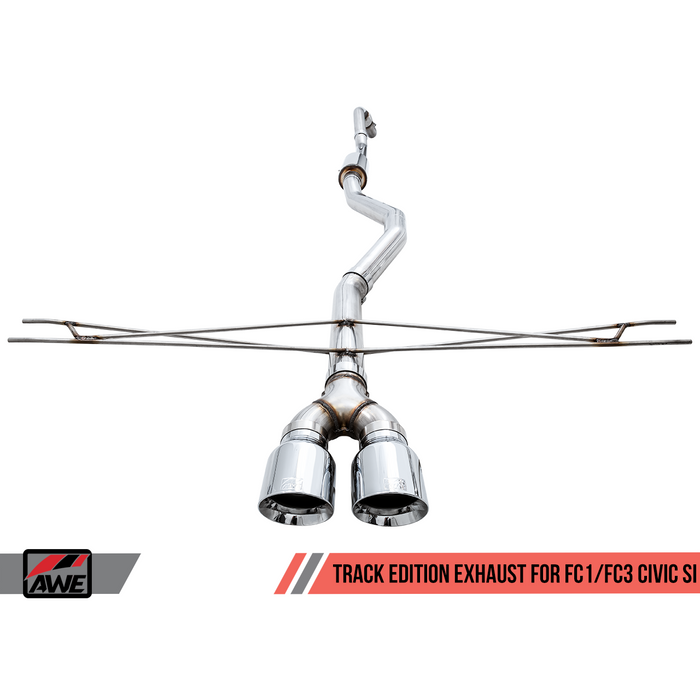 AWE Tuning 2016+ Honda Civic Si Track Edition Exhaust w/Front Pipe & Triple Chrome Silver Tips