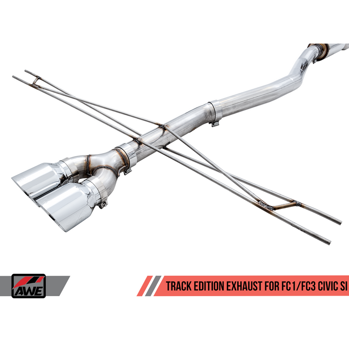 AWE Tuning 2016+ Honda Civic Si Track Edition Exhaust w/Front Pipe & Triple Chrome Silver Tips