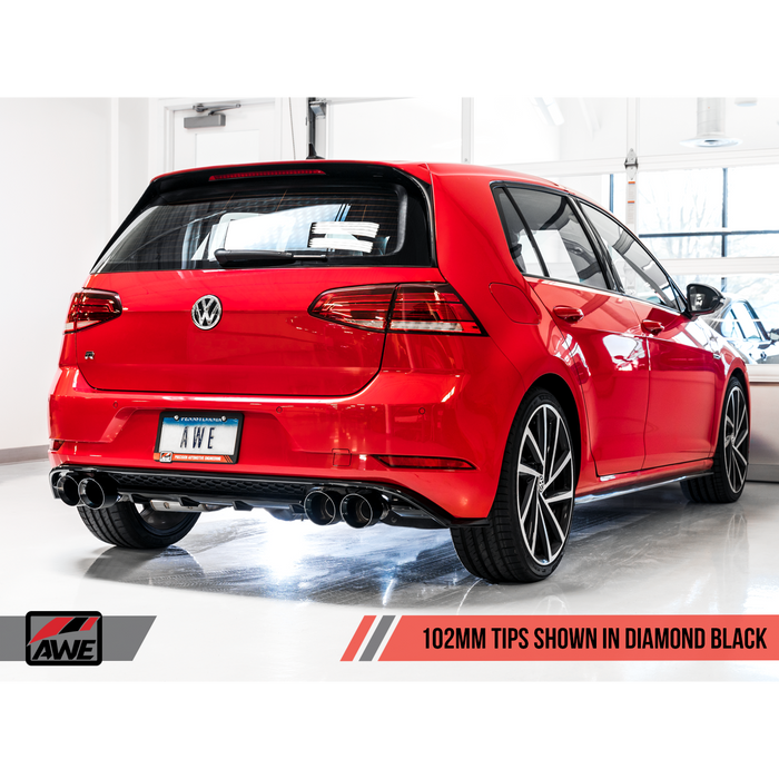 AWE Tuning Mk7 Golf R SwitchPath Exhaust w/Chrome Silver Tips 102mm