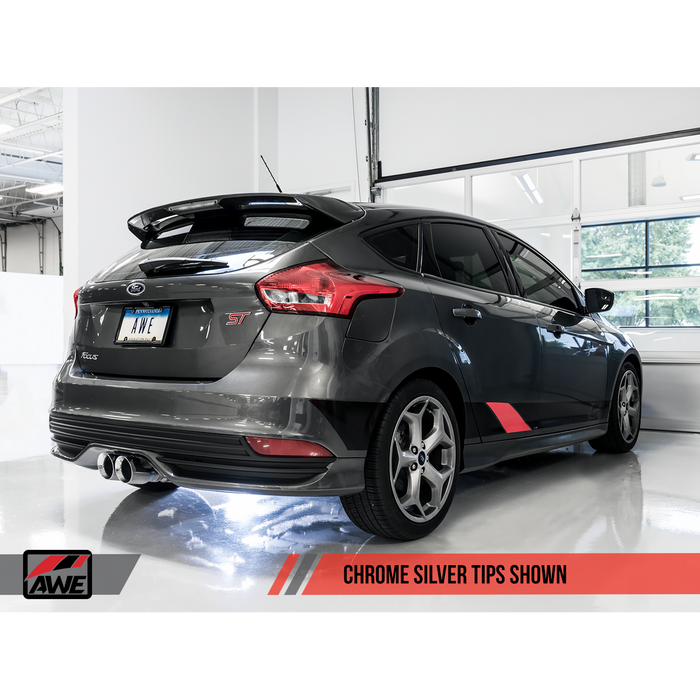 AWE Tuning Ford Focus ST Touring Edition Cat-back Exhaust - Non-Resonated - Chrome Silver Tips