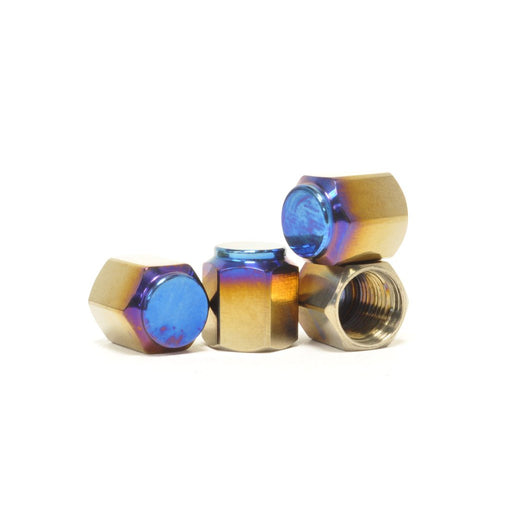 STM Tuned Titanium Valve Stem Caps Burned Blue (Set of 4)