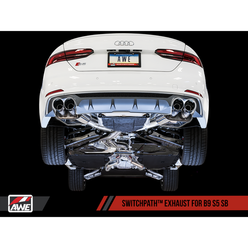 AWE Tuning Audi B9 S5 Sportback Touring Edition Exhaust - Non-Resonated (Black 90mm Tips)