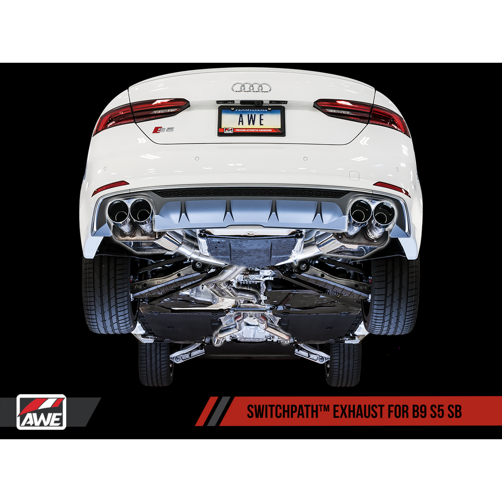 AWE Tuning Audi B9 S5 Sportback SwitchPath Exhaust - Non-Resonated (Black 90mm Tips)