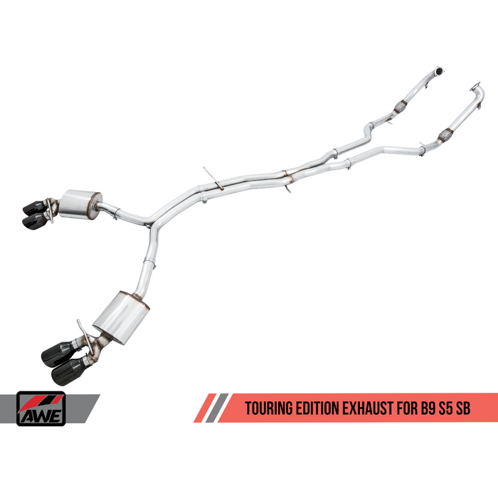 AWE Tuning Audi B9 S5 Sportback Track Edition Exhaust - Non-Resonated (Black 102mm Tips)