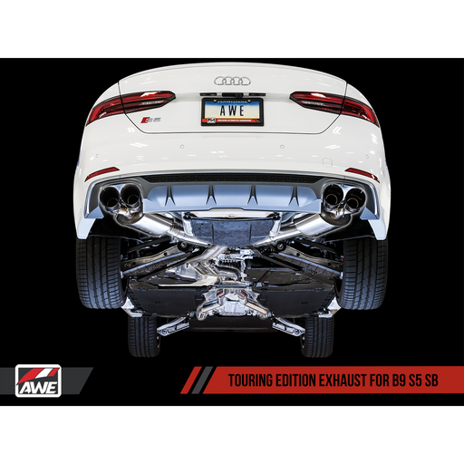 AWE Tuning Audi B9 S5 Sportback SwitchPath Exhaust - Non-Resonated (Silver 90mm Tips)
