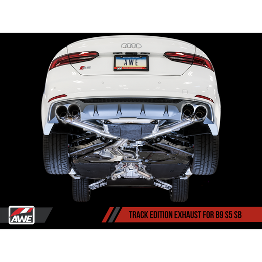 AWE Tuning Audi B9 S5 Sportback Track Edition Exhaust - Non-Resonated (Black 102mm Tips)